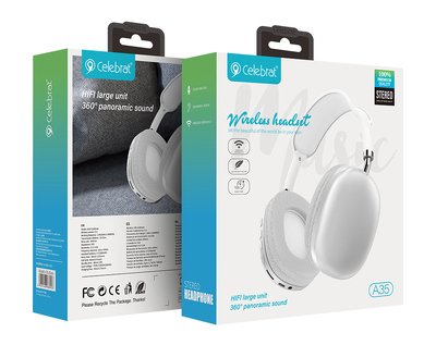 CELEBRAT headphones A35, ασύρματα & ενσύρματα, micro SD, 40mm, 200mAh, λευκά - Image 6