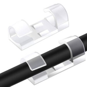 Οργανωτές καλωδίων AG702B με αυτοκόλλητο, 3x1.1x0.7cm, διάφανοι, 20τμχ