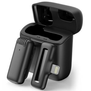 APEXEL ασύρματο μικρόφωνο APL-MIC013 με θήκη φόρτισης, Lightning, 2.4GHz, μαύρο