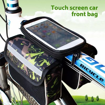 Tσαντάκι ποδηλάτου BIKE-0035, με θήκη κινητού, μαύρο-πράσινο - Image 2