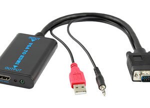 POWERTECH αντάπτορας VGA/USB/3.5mm σε HDMI CAB-H070, 1080p, 0.2m, μαύρος