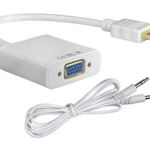 POWERTECH αντάπτορας HDMI σε VGA CAB-H072, καλώδιο 3.5mm, 0.20m, λευκός