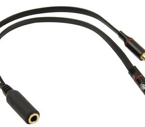 POWERTECH καλώδιο 2x 3.5mm σε 3.5mm θηλυκό CAB-J047, 0.2m, μαύρο