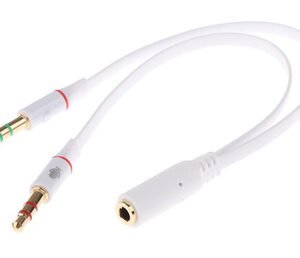 POWERTECH καλώδιο 2x 3.5mm σε 3.5mm θηλυκό CAB-J048, 0.2m, λευκό