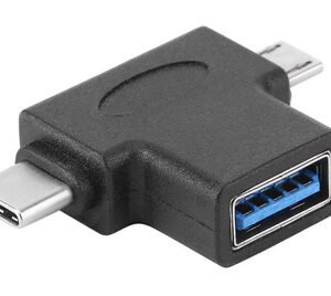POWERTECH αντάπτορας USB σε USB-C & Micro USB CAB-U117, 5Gbps, μαύρος
