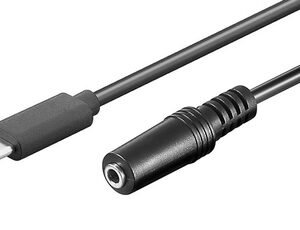 POWERTECH καλώδιο USB-C σε 3.5mm CAB-UC059 αρσενικό σε θηλυκό, 1m, μαύρο