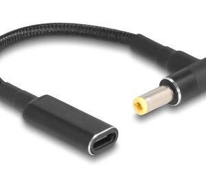 POWERTECH καλώδιο τροφοδοσίας CAB-UC068, USB-C σε 5.5x2.5mm, 15cm, μαύρο