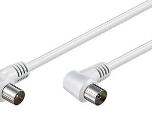 POWERTECH καλώδιο κεραίας RF αρσενικό - RF θηλυκό CAB-V003, γωνιακό, λευκό, 1.5m