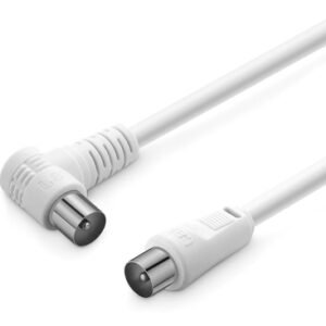 POWERTECH καλώδιο κεραίας RF αρσενικό - RF αρσενικό CAB-V029, γωνιακό, λευκό, 1.5m