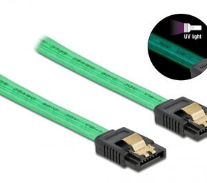 POWERTECH Καλώδιο SATA III 7pin CAB-W036, με UV επίστρωση, 0.7m, πράσινο