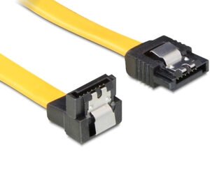 POWERTECH καλώδιο SATA CAB-W046, γωνιακό 90°, 6 Gb/s, 0.70m, κίτρινο