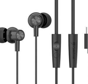 CELEBRAT earphones με μικρόφωνο G38, USB-C σύνδεση, 10mm, 1.2m, μαύρα