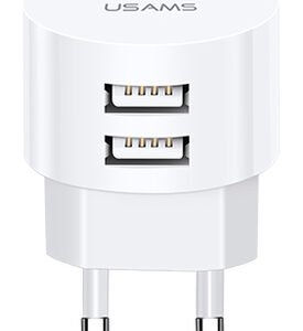 USAMS φορτιστής τοίχου T20, 2x USB, 2.1A, λευκός