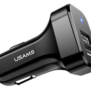 USAMS φορτιστής αυτοκινήτου C13, 2x USB, 2.1A, μαύρος