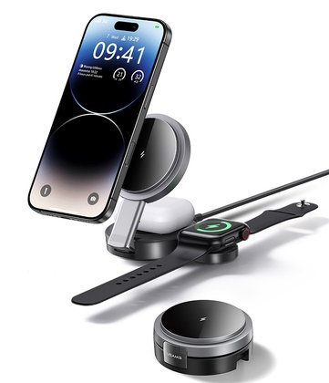 USAMS ασύρματος φορτιστής CD234, 3 σε 1, 15W, μαύρος - Image 2