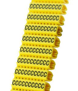 POWERTECH Clip αρίθμησης καλωδίου γράμμα C, Yellow, 10τεμ.