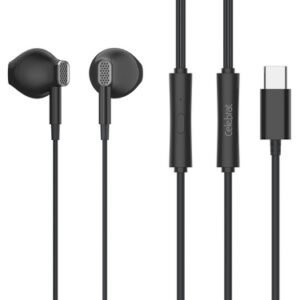 CELEBRAT earphones με μικρόφωνο D12, USB-C σύνδεση, Φ14.2mm, 1.2m, μαύρα