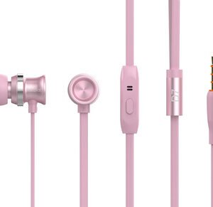 CELEBRAT earphones με μικρόφωνο D7, 3.5mm σύνδεση, Φ10mm, 1.2m, ροζ
