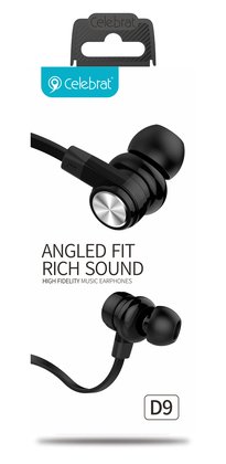 CELEBRAT earphones με μικρόφωνο D9, 3.5mm σύνδεση, Φ10mm, 1.2m, μαύρα - Image 5