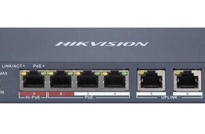 HIKVISION Managed switch DS-3E1106HP-EI, 4x PoE & 2x RJ45 ports, 100Mbps