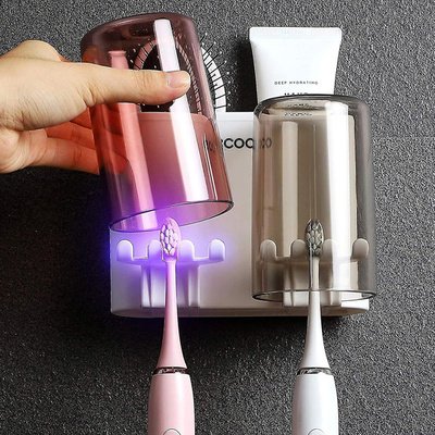 ECOCO βάση οδοντόβουρτσας E1924 με 2 ποτήρια, λευκή - Image 3