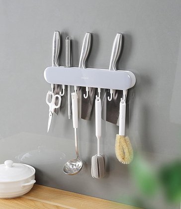 ECOCO κρεμάστρα κουζίνας E2027 με 7 γάντζους, 3.8x6x30cm, γκρι - Image 2