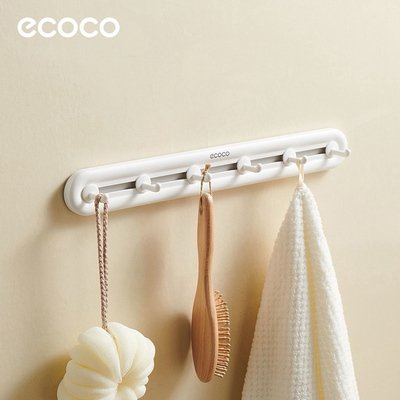 ECOCO κρεμάστρα μπάνιου/κουζίνας E23154 με 6 γάντζους, 3.8x5x40cm, λευκή - Image 2