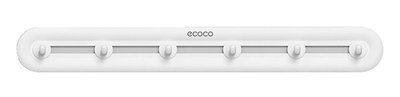 ECOCO κρεμάστρα μπάνιου/κουζίνας E23154 με 6 γάντζους, 3.8x5x40cm, λευκή