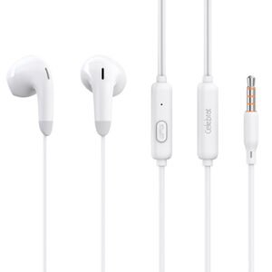 CELEBRAT earphones με μικρόφωνο G27, 3.5mm σύνδεση, Φ14mm, 1.2m, λευκά