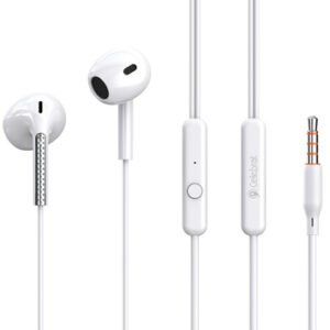 CELEBRAT earphones με μικρόφωνο G28, 3.5mm σύνδεση, Φ10mm, 1.2m, λευκά
