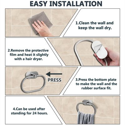 Κρεμάστρα τοίχου HUH-0114 για μπάνιο, μεταλλική, 20.5cm, ασημί - Image 4