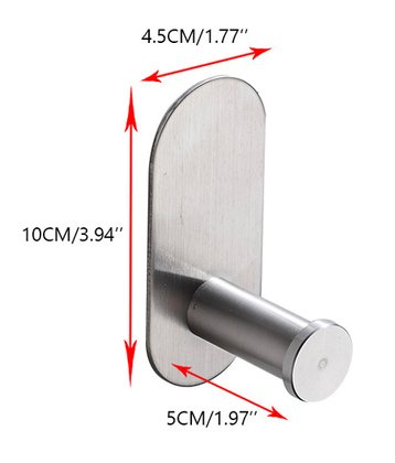 Κρεμάστρα τοίχου HUH-0115 για μπάνιο, μεταλλική, 4.5x5x10cm, 60g, ασημί - Image 3