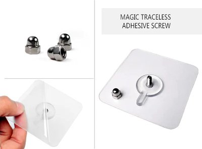 HOME USE αυτοκόλλητες βάσεις HUH-0156, 57x57mm, διάφανο, 4τμχ - Image 3