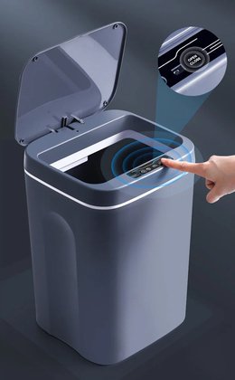 HOME USE κάδος απορριμμάτων HUH-0190, αυτόματο άνοιγμα, 14lt, γκρι - Image 5