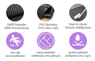 HOME USE πατάκι εισόδου HUH-0207, αντιολισθητικό, 60x40cm, 6mm πάχος, γκρι - Image 3