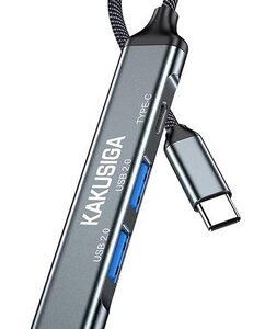 KAKUSIGA USB hub KSC-1417, 4x θυρών, USB 3.0, 5Gbps, USB-C σύνδεση, γκρι