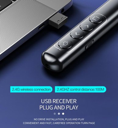 KAKUSIGA τηλεχειριστήριο παρουσιάσεων KSC-1488 με laser & πλήκτρα, 100m, μαύρο - Image 3