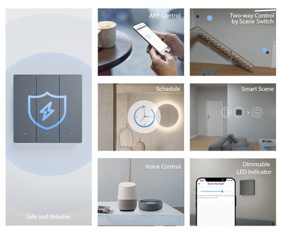 SONOFF smart διακόπτης M5-1C-86, μονός, WiFi, γκρι - Image 3