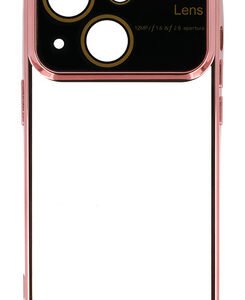 POWERTECH θήκη Electro Lens MOB-1945 για iPhone 15, διάφανη-ροζ χρυσό