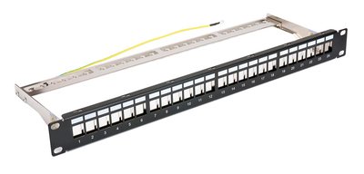 POWERTECH keystone patch panel NETW-0013, 19"/1U, 24-port, 1U