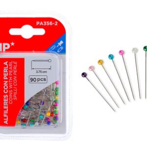 MP πινέζες με κεφάλι PA356-2, μεταλλικές, 3.75cm, πολύχρωμες, 90τμχ