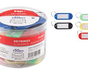 MP μπρελόκ κλειδιών με ετικέτα PA363, 20x58mm, διάφορα χρώματα, 50τμχ
