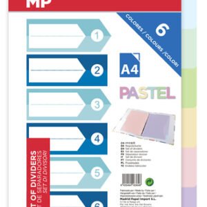 MP χρωματιστά διαχωριστικά φύλλα A4 PC119CP, πλαστικά, 6τμχ