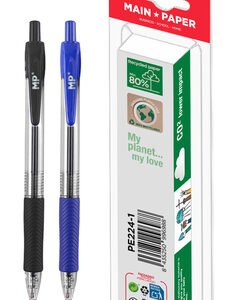 MP στυλό διαρκείας gel PE224-1, 0.7mm, μπλε & μαύρο, 2τμχ