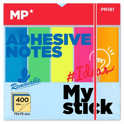 MP αυτοκόλλητα χαρτάκια σημειώσεων PN181 75x75mm, 400+100τμχ, χρωματιστά - Image 2