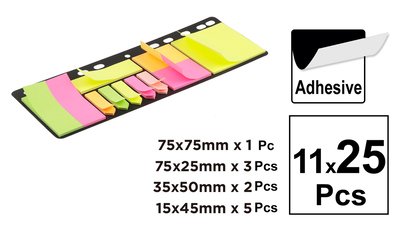 MP αυτοκόλλητα χαρτάκια σημειώσεων PN822, 11x 25τμχ, χρωματιστά - Image 2