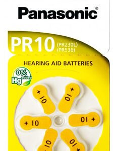 PANASONIC μπαταρίες ακουστικών βαρηκοΐας PR10, mercury free, 1.4V, 6τμχ