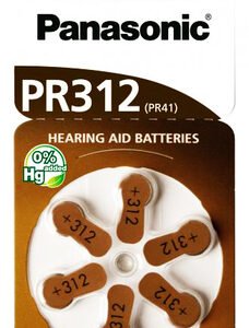 PANASONIC μπαταρίες ακουστικών βαρηκοΐας PR312, mercury free, 1.4V, 6τμχ