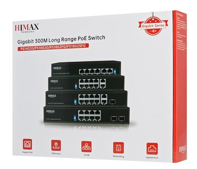 HIMAX PoE switch PS1802G, 8x Ethernet PoE & 2x Ethernet θύρες, έως 1000Mbps - Image 3