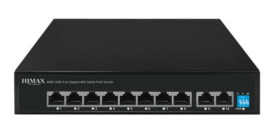 HIMAX PoE switch PS1802G, 8x Ethernet PoE & 2x Ethernet θύρες, έως 1000Mbps